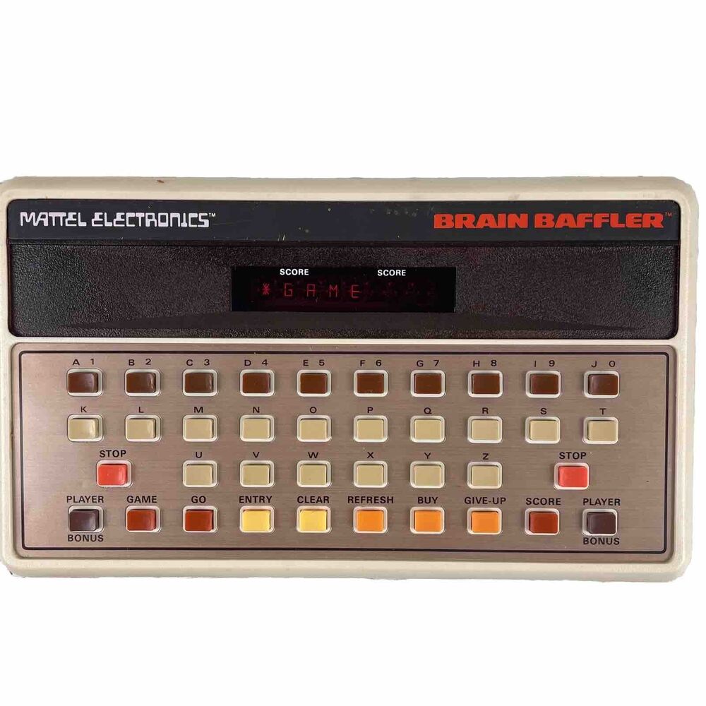Vintage Mattel Brain Baffler Electronic Handheld Tabletop Game Box & Instruction